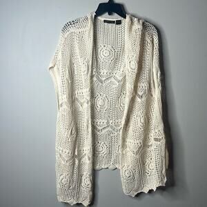 Jeanne Pierre Beige Crochet Cardigan Medium